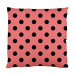 Polka Dots - Black on Coral Pink Standard Cushion Case (Two Sides)