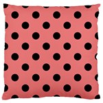 Polka Dots - Black on Coral Pink Large Cushion Case (Two Sides)