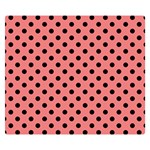 Polka Dots - Black on Coral Pink Double Sided Flano Blanket (Small)
