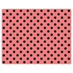 Polka Dots - Black on Coral Pink Double Sided Flano Blanket (Medium)
