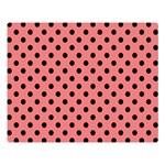 Polka Dots - Black on Coral Pink Double Sided Flano Blanket (Large)