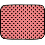 Polka Dots - Black on Coral Pink Fleece Blanket (Mini)