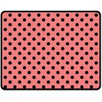 Polka Dots - Black on Coral Pink Fleece Blanket (Medium) (One Side)