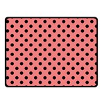 Polka Dots - Black on Coral Pink Fleece Blanket (Small) (One Side)