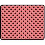 Polka Dots - Black on Coral Pink Double Sided Fleece Blanket (Medium) (Two Sides)
