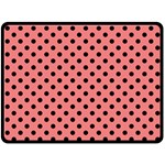 Polka Dots - Black on Coral Pink Double Sided Fleece Blanket (Large) (Two Sides)