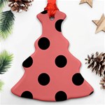 Polka Dots - Black on Coral Pink Christmas Tree Ornament (Two Sides)