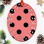 Polka Dots - Black on Coral Pink Oval Filigree Ornament (Two Sides)
