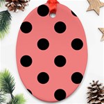 Polka Dots - Black on Coral Pink Ornament (Oval)
