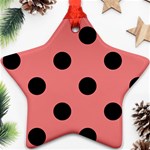 Polka Dots - Black on Coral Pink Ornament (Star)