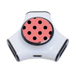 Polka Dots - Black on Coral Pink Portable USB Hub (One Side)