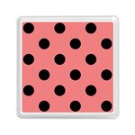 Polka Dots - Black on Coral Pink Memory Card Reader with Storage (Square)