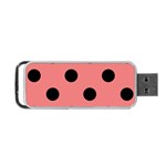 Polka Dots - Black on Coral Pink Portable USB Flash (One Side)