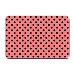 Polka Dots - Black on Coral Pink Small Doormat