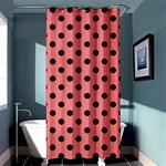 Polka Dots - Black on Coral Pink Shower Curtain 36  x 72  (Stall)