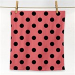 Polka Dots - Black on Coral Pink Face Towel
