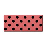 Polka Dots - Black on Coral Pink Hand Towel