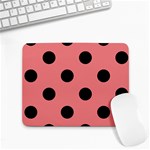Polka Dots - Black on Coral Pink Small Mousepad