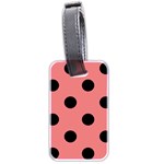 Polka Dots - Black on Coral Pink Luggage Tag (Two Sides)