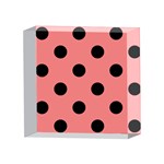 Polka Dots - Black on Coral Pink 4 x 4  Acrylic Photo Block