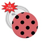 Polka Dots - Black on Coral Pink 2.25  Button (10 pack)