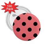 Polka Dots - Black on Coral Pink 2.25  Button (100 pack)
