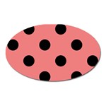 Polka Dots - Black on Coral Pink Magnet (Oval)