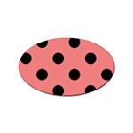 Polka Dots - Black on Coral Pink Sticker Oval (10 pack)