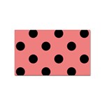 Polka Dots - Black on Coral Pink Sticker Rectangular (10 pack)