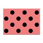 Polka Dots - Black on Coral Pink Sticker A4 (100 pack)