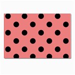 Polka Dots - Black on Coral Pink Postcards 5  x 7  (Pkg of 10)