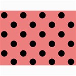 Polka Dots - Black on Coral Pink 5  x 7  Photo Cards