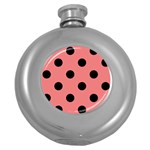 Polka Dots - Black on Coral Pink Hip Flask (5 oz)