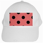Polka Dots - Black on Coral Pink Black Cap