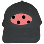 Polka Dots - Black on Coral Pink Black Cap