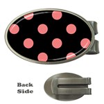 Polka Dots - Coral Pink on Black Money Clip (Oval)