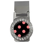 Polka Dots - Coral Pink on Black Money Clip (CZ)