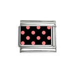 Polka Dots - Coral Pink on Black Italian Charm (9mm)