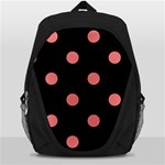 Polka Dots - Coral Pink on Black Backpack Bag