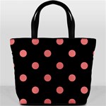 Polka Dots - Coral Pink on Black Bucket Bag