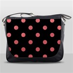 Polka Dots - Coral Pink on Black Messenger Bag