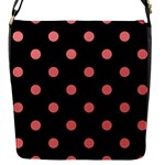 Polka Dots - Coral Pink on Black Flap Closure Messenger Bag (S)