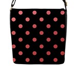 Polka Dots - Coral Pink on Black Flap Closure Messenger Bag (L)