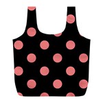 Polka Dots - Coral Pink on Black Full Print Recycle Bag (L)