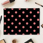 Polka Dots - Coral Pink on Black Cosmetic Bag (XL)