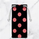 Polka Dots - Coral Pink on Black Jewelry Bag
