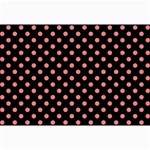 Polka Dots - Coral Pink on Black Collage 12  x 18 