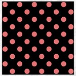 Polka Dots - Coral Pink on Black Canvas 12  x 12 