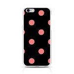 Polka Dots - Coral Pink on Black Apple iPhone 6/6S Silicone Case (Transparent)