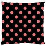 Polka Dots - Coral Pink on Black Standard Flano Cushion Case (One Side)